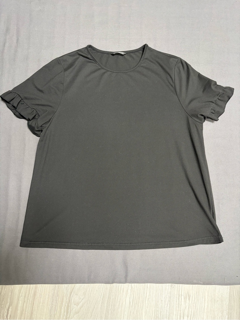 SHEIN Black Ruffle Sleeve Crewneck Top - Picture 6 of 7
